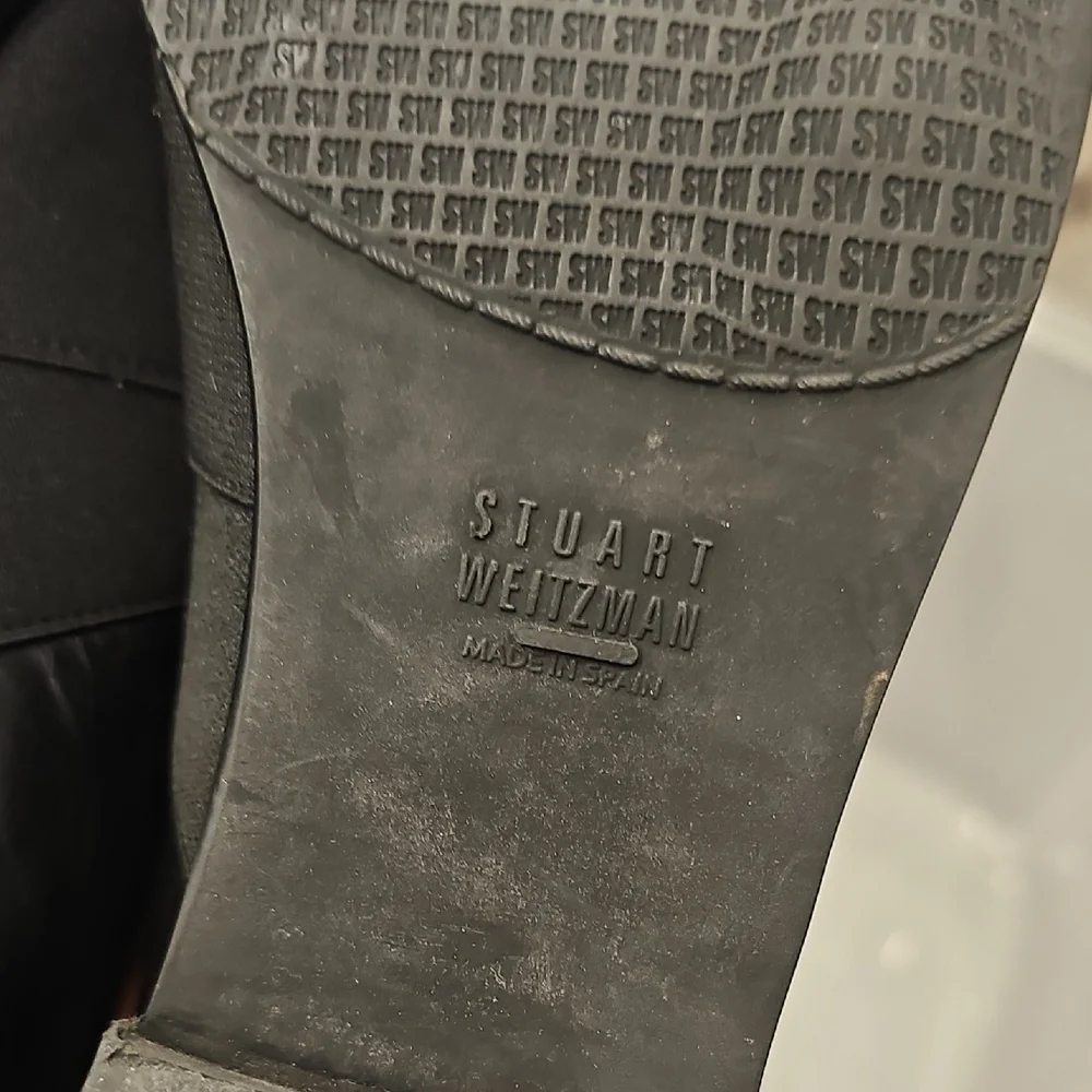 Stuart Weitzman Black Leather Slip-On Loafers